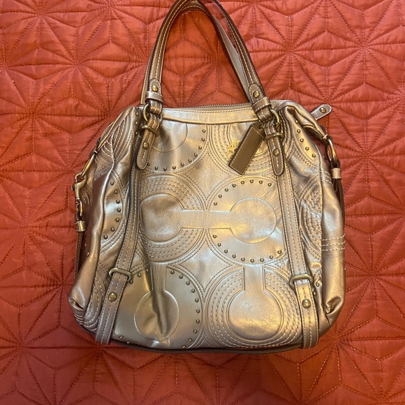 COACH Embossed Studded Leather Alex Satchel Bag - Picture 2 of 8